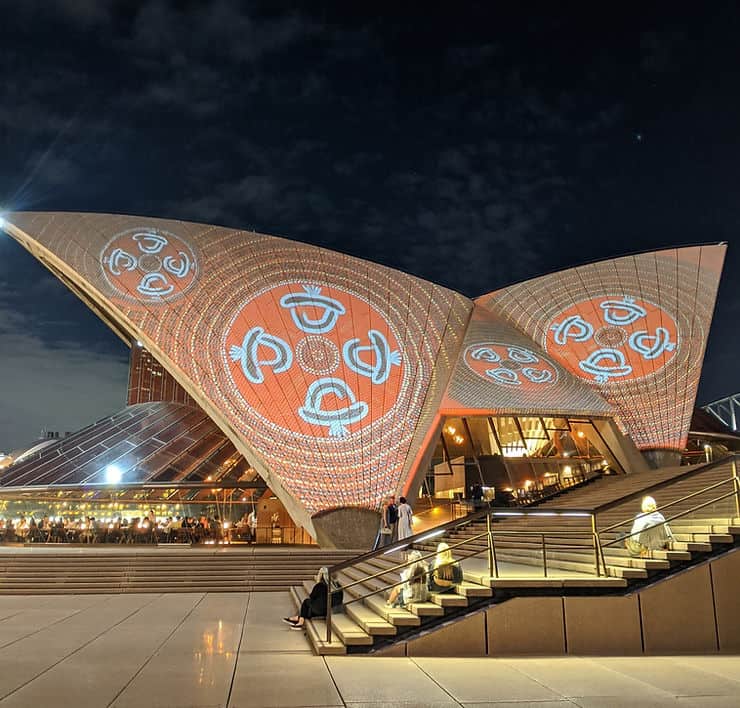 An art installation projects onto the sails of the Sydney Opera House