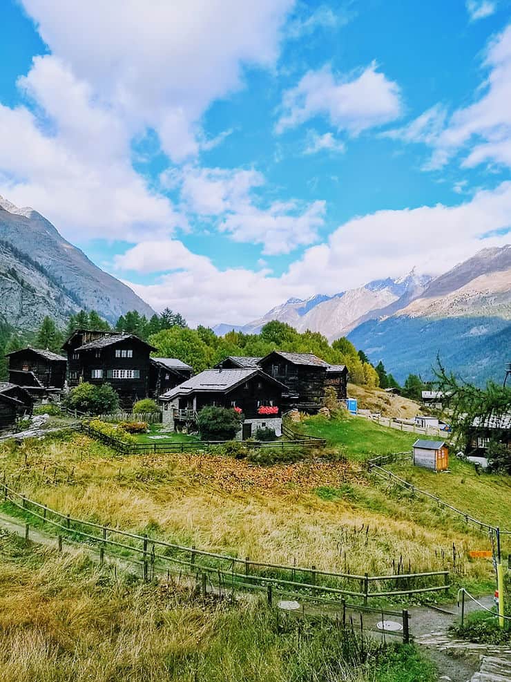 The historic hamlet of Blatten on the Kulturweg walk in Zermatt