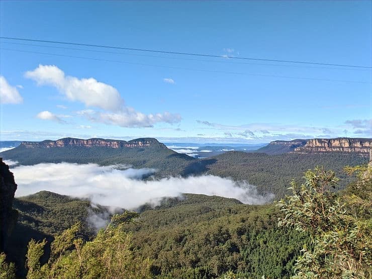 Views above the clouds and over the Blue Mountains in New South Wales, Australia