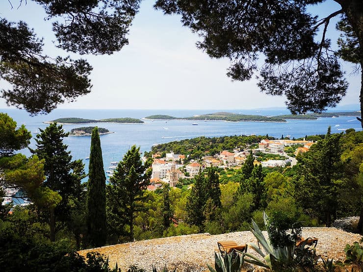 The view across Hvar bay from the Spanish Fortress in Hvar Town