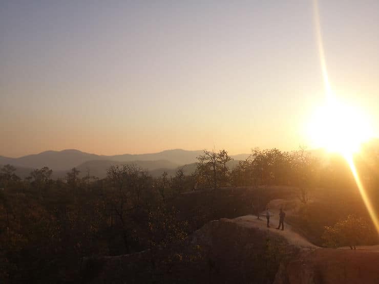 The sunsets over the rocky mountains and valleys of Pai Canyon, Thailand