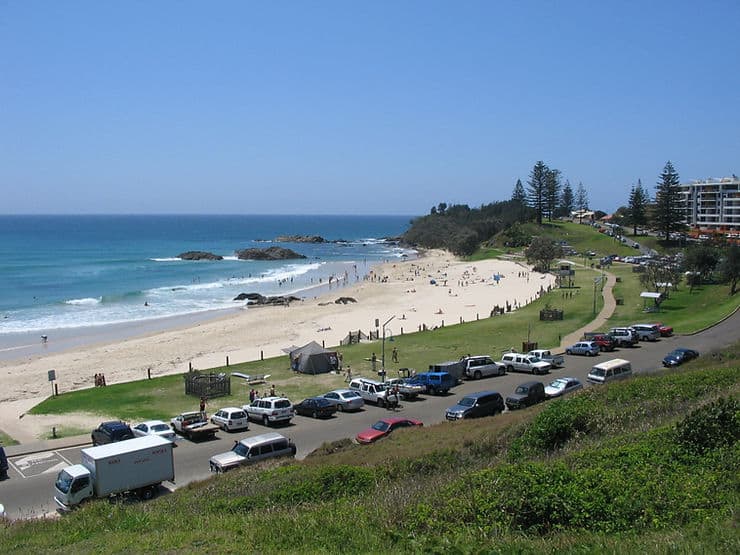 Town beach in Port Macquarie has several picnic areas on the grassy mound which sits behind the beach and convenient parking. 