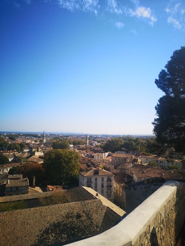 Views over the rooftops of the city of Avignon from the Jardin des Doms