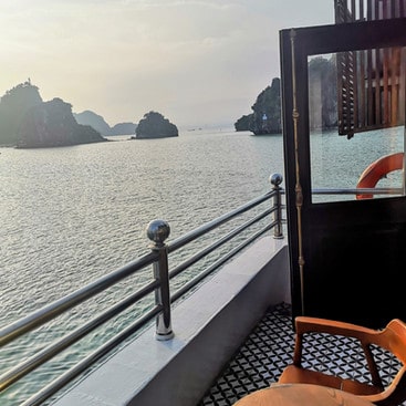 A Suite balcony on the Athena cruise ship, Halong Bay