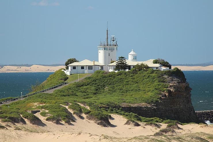 Nobbys lighthouse in Newcastle, New South Wales, Australia 