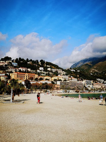 The Old Town of Menton sits atop a hill overlooking Sablettes beach