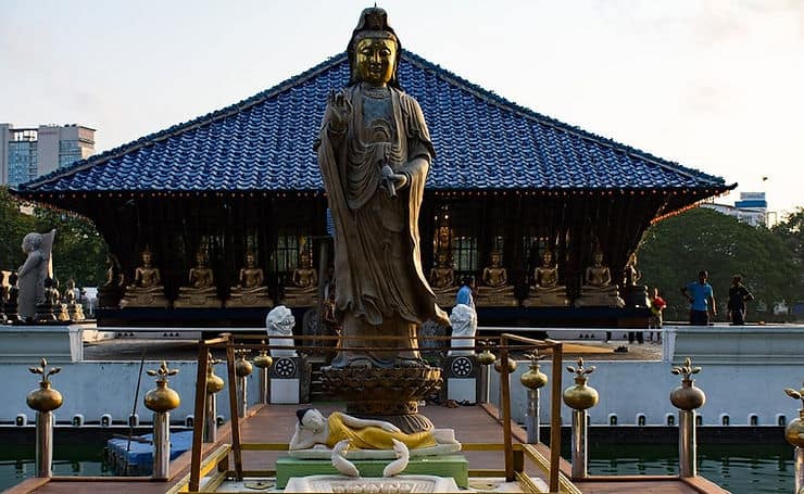The Golden Buddha’s at Seema Malakaya Temple on Colombo's Beira Lake