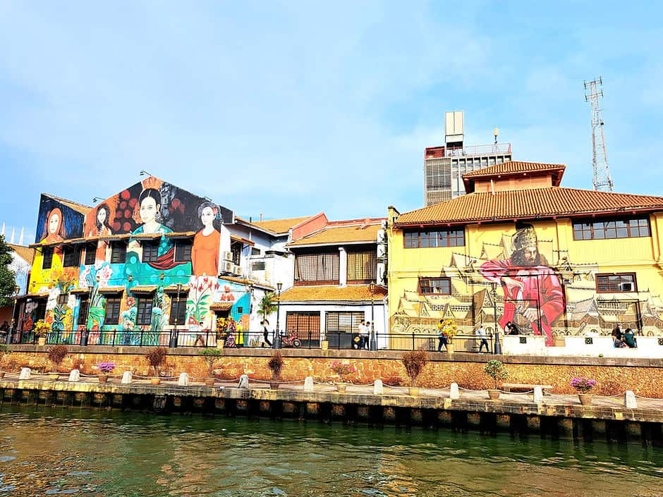 Street art along Melaka's riverside promenade