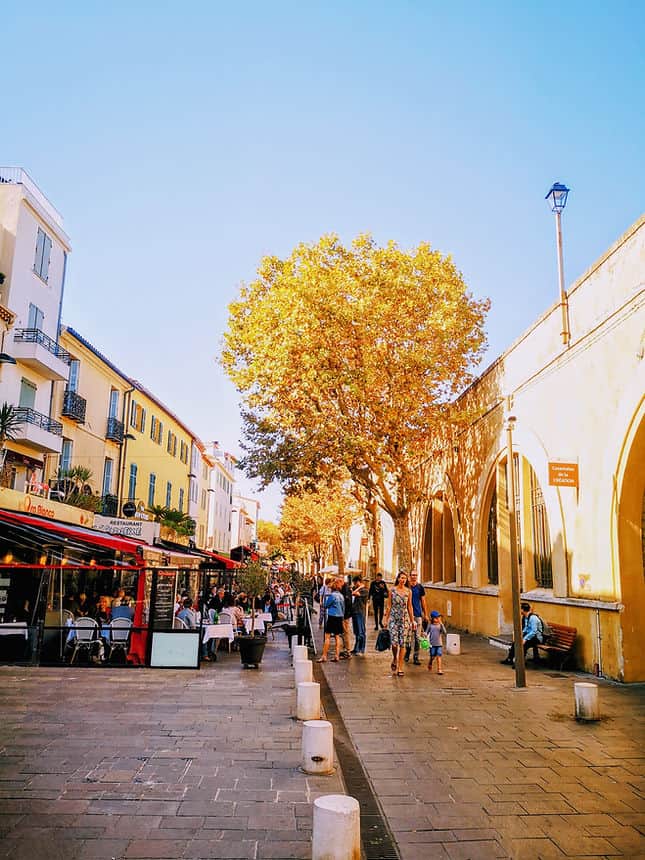 Antibes Old Town with its stone rampart walls 