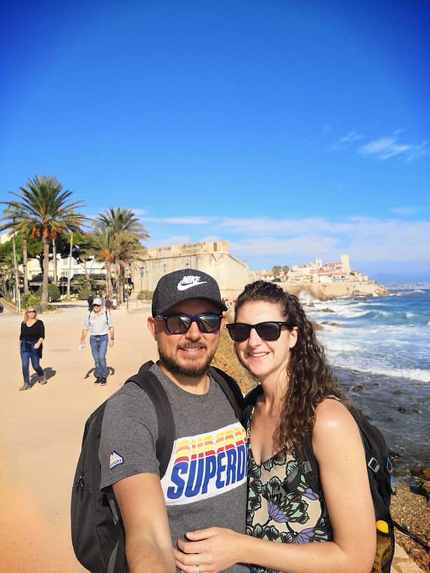 Lee and I standing on Antibes coastline