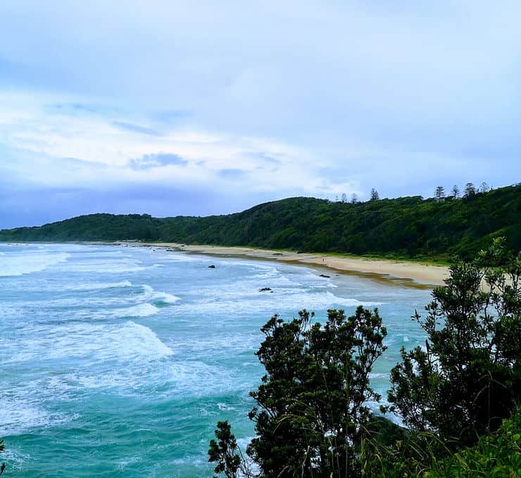 Sweeping views of sandy beaches. crashing waves and thick forest along Port Macquarie's coastal walk