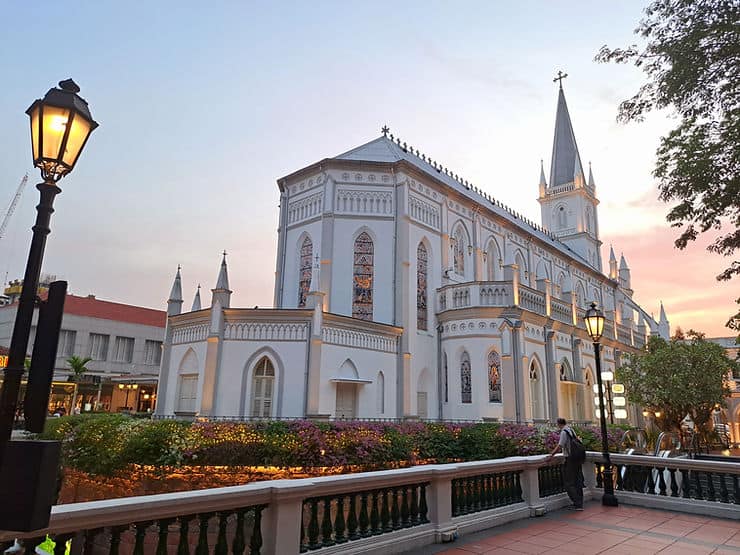 The 19th Century church sits in the centre of Chijmes courtyard, Singapore