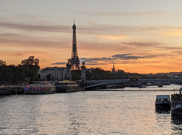 River Seine at Sunset with the Eiffel Tower in view 