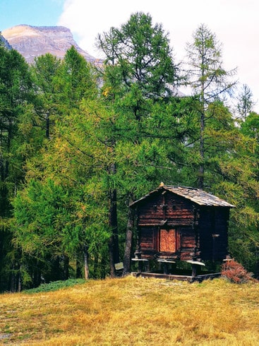 Europe's oldest barn in the hamlet of Blatten in Zermatt, Switzerland 