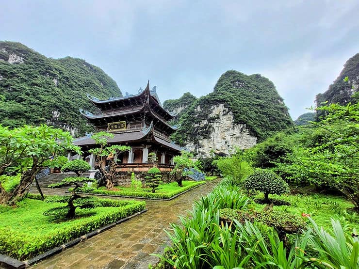 A temple on a small island in Trang An Scenic Landscape