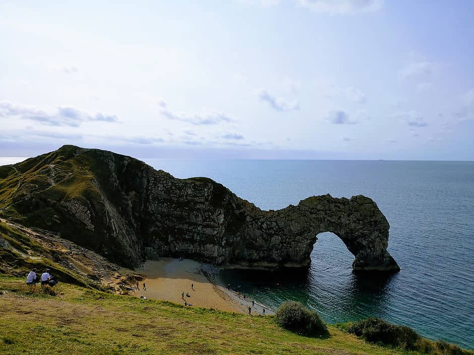 The rocky cliffs of Durdle door in Dorset, England