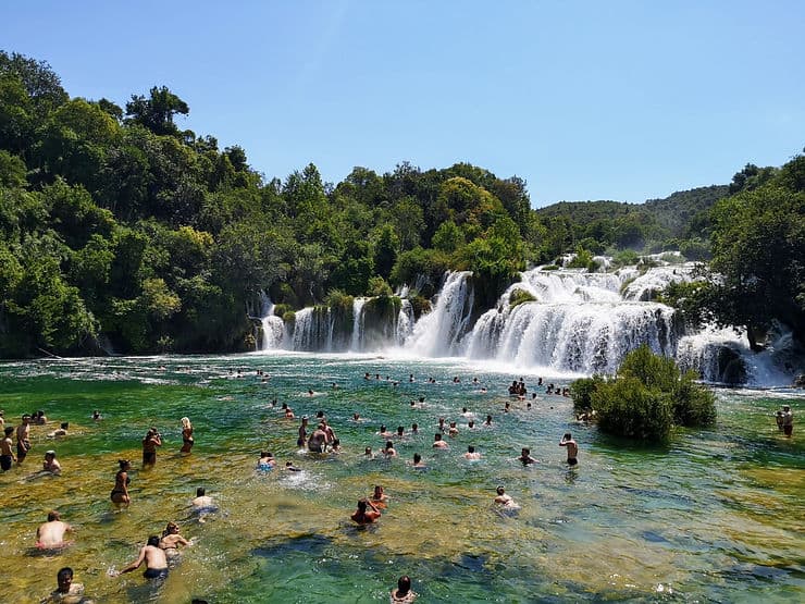 Pre-2021, swimming was allowed in Skradinski Buk Waterfall in Krka National Park, Croatia