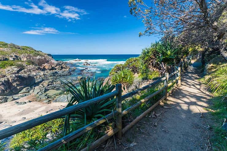 The view from a section of the Port Macquarie coastal path in New South Wales overlooks just one of the sandy beaches.