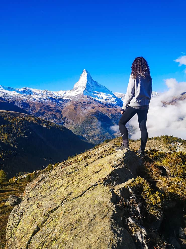 Views of the Matterhorn from Sunnegga to Blauherd on Zermatt's 5 Lakes walk, Switzerland 