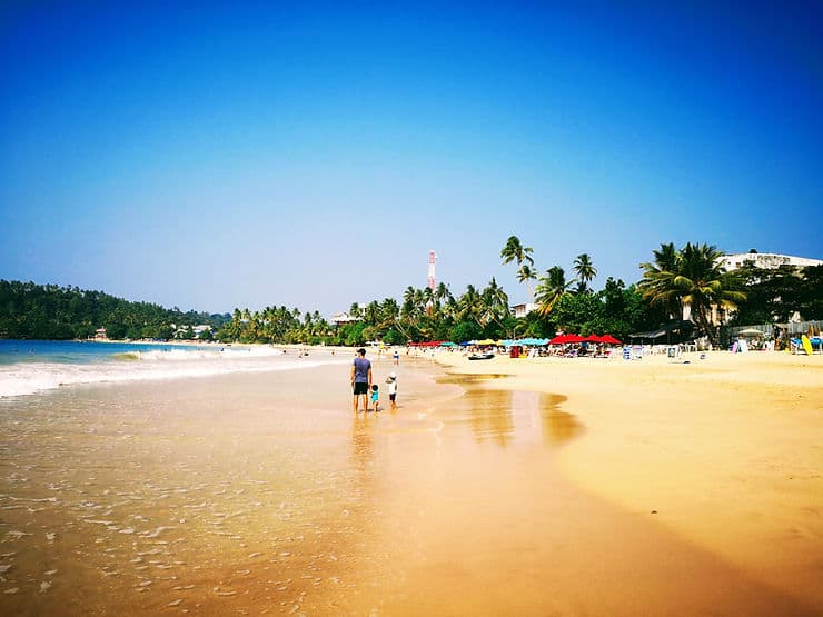 The main beach in Mirissa, Sri Lanka