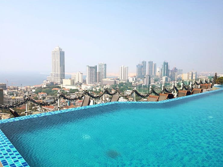 The rooftop pool at Cinnamon Red hotel, Colombo, Sri Lanka