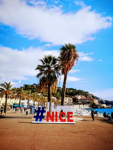 The giant NICE sign on the Promenade des Anglais