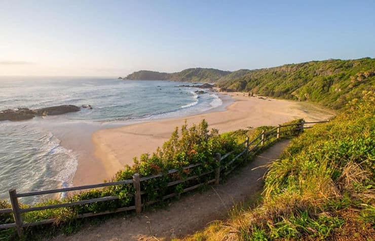 Sweeping views across the sandy Shelley beach in Port Macquarie, NSW